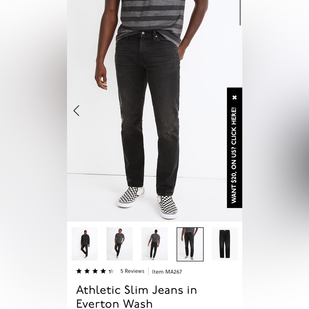 Madewell Athletic Slim Jeans in Everton Wash w 30, L 32